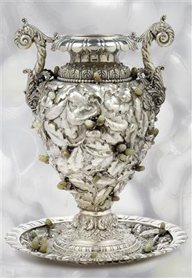 “BUCCELLATI” - a Large Vase with Support, - Silver