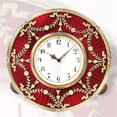 “FABERGÉ” - a Table Clock by the Workmaster Michael Perchin, from Saint Petersburg, - Stříbro