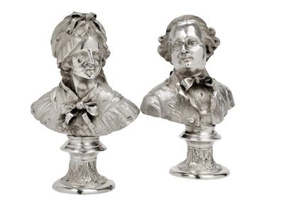 Two Busts, - Silver