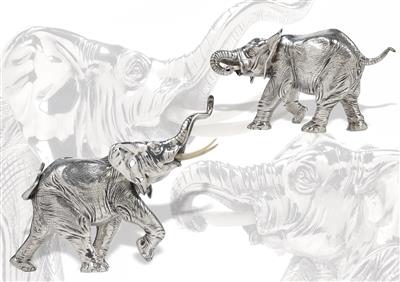 Two Large Elephants, - Silver