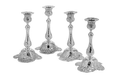 Four Historicist Candleholders from Germany, - Silver