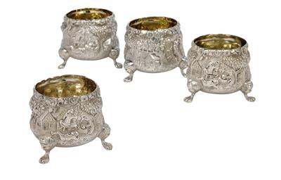 4 Londoner viktorianische Gewürzschalen, - Silber