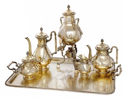 Großes Pariser Tee- und Kaffeeservice aus fürstlichem Besitz, - Silber