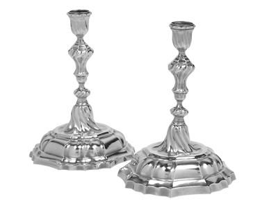 A Pair of Candleholders from Augsburg, - Silver