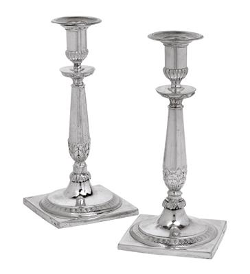 A Pair of Neo-Classical Candleholders from Berlin, - Stříbro