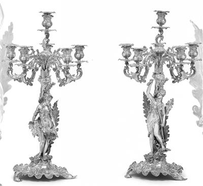 A Pair of Six-Light Candelabra from Germany, - Argenti