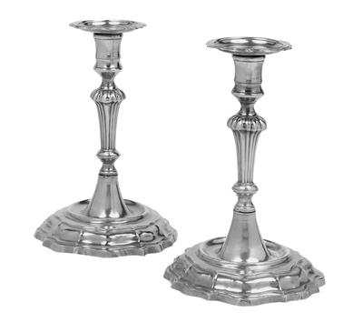 A Pair of Baroque Candleholders from Rome, - Silver