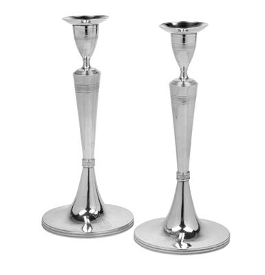 A Pair of Neo-Classical Candleholders from Vienna, - Stříbro