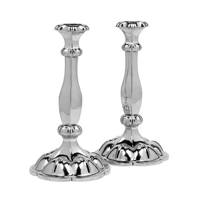 A Pair of Late Biedermeier Candleholders from Vienna, - Silver
