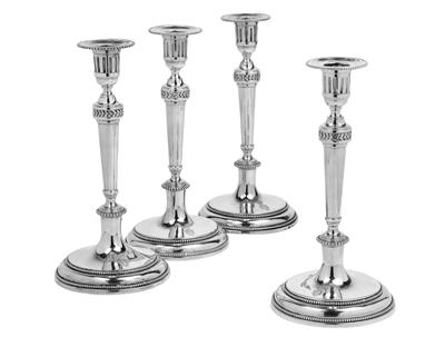 Four Neo-Classical Candleholders from Vienna, - Silver