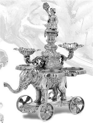 A Biedermeier Condiment Frame in the Form of an Elephant, from Vienna, - Argenti