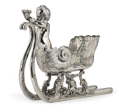 Deutsche Jardiniere in Schlittenform, - Silber & Russisches Silber