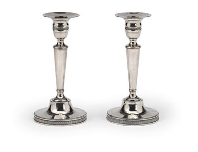 A Pair of Candleholders from Madrid, - Silver and Russian Silver