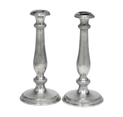 A Pair of Biedermeier Candleholders from Pest, - Stříbro a Ruské stříbro