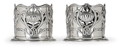 Paar Wiener Jugendstil Flaschenhalter, - Silber & Russisches Silber