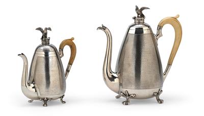 A Coffee and Mocha Pot from Vienna, - Silver and Russian Silver