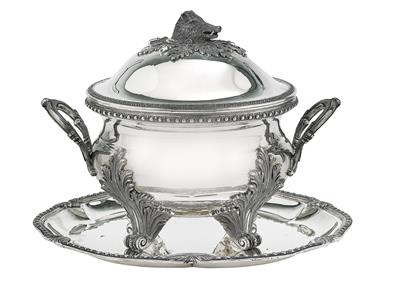 “BUCCELLATI” - a Covered Tureen with Support, - Silver and Russian Silver