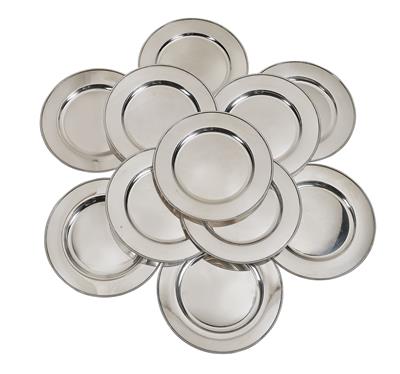 12 Place Plates and 12 Coasters from Italy, - Argenti e Argenti russo