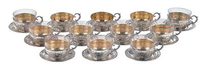 12 Teacups with Saucers from Vienna, - Silver and Russian Silver
