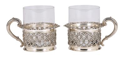 2 Glass Holders from Saint Petersburg, - Silver and Russian Silver