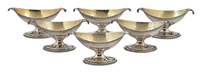 6 George III Condiment Bowls from London, - Silver and Russian Silver