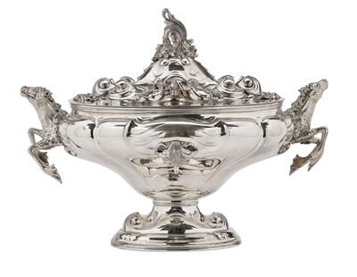 A Covered Tureen from Italy, - Silver and Russian Silver