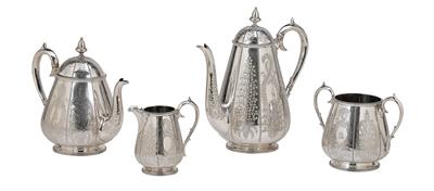 A Victorian Tee and Coffee Service from London, - Silver and Russian Silver