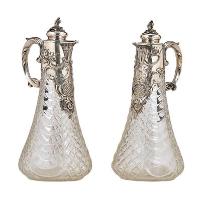 A Pair of Wine Jugs from Germany, - Silver and Russian Silver