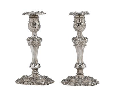 A Pair of Candleholders from London, - Argenti e Argenti russo