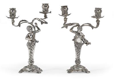 Four Two-Light Candleholders from Germany, - Argenti e Argenti russo