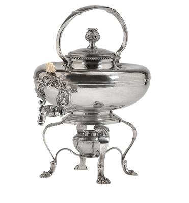 Wiener Biedermeier Teekessel mit Rechaud und Brenner, - Silber und Russisches Silber