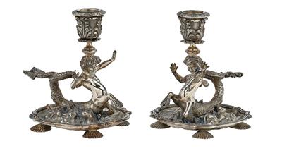 "BUCCELLATI" - a Pair of Chamber Sticks, - Stříbro a ruské stříbro