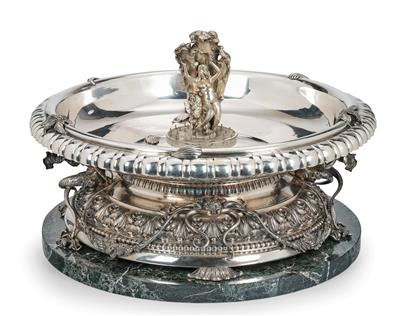 "BUCCELLATI" - Tischbrunnen, - Silber und Russisches Silber