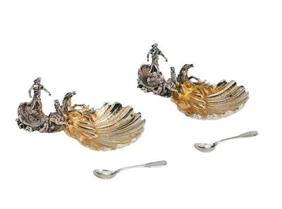 A Pair of Condiment Bowls from Italy, - Silver and Russian Silver