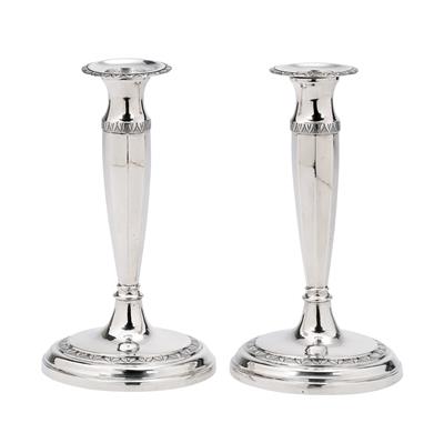 A Pair of Candleholders from Northern Italy, - Silver and Russian Silver