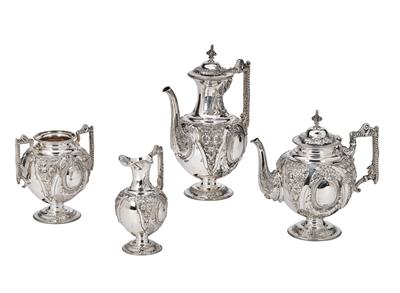A Tea and Coffee Service from Sheffield, - Silver and Russian Silver