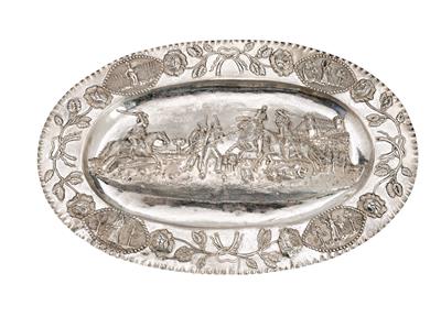 A Relief-Moulded Tray from Vienna, - Silver and Russian Silver