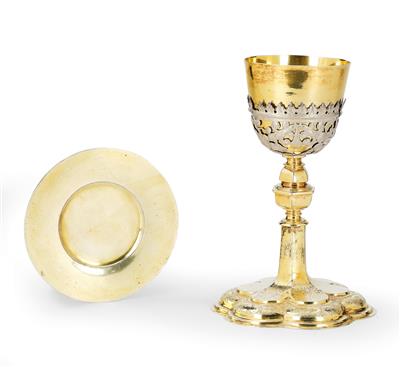 A Baroque Chalice with Paten, - Silver and Russian Silver