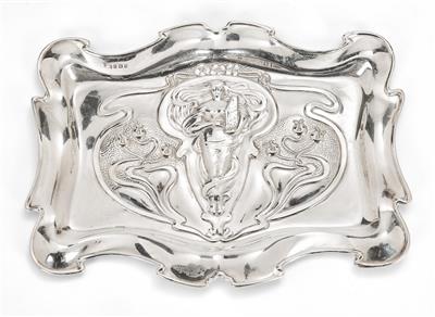 An Art Nouveau Tray from Birmingham, - Silver and Russian Silver