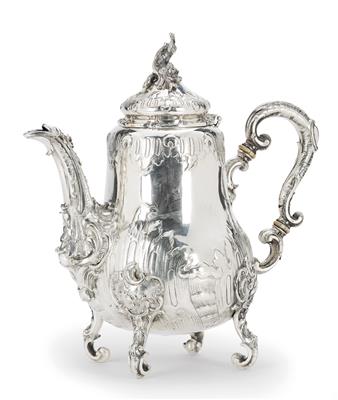 A Coffee Pot from Germany, - Silver and Russian Silver