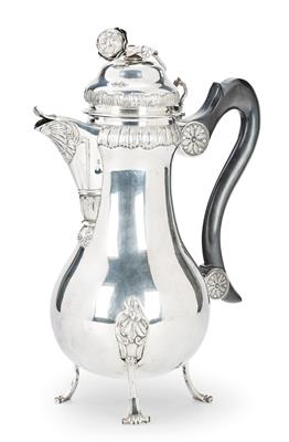 A Large Coffee Pot from France, - Silver and Russian Silver