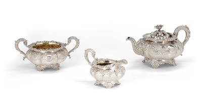 A William IV Tea Set from London, - Silver and Russian Silver