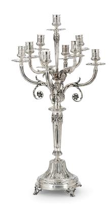 A Nine-Light Candelabrum, - Silver and Russian Silver