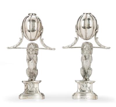 A Pair of Candleholders from Saint Petersburg, - Silver and Russian Silver