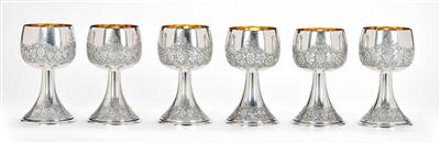 Six Wine Goblets (Römers) from Vienna, - Silver and Russian Silver