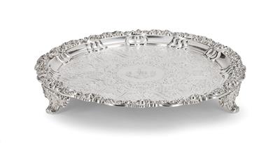 A Footed Platter from Sheffield, - Silver and Russian Silver