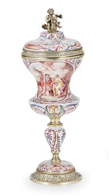 An Enamelled Historist Goblet with Cover from Vienna, - Argenti e Argenti russo