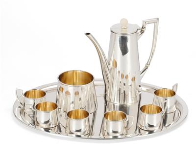 An Art Nouveau Coffee Service from Vienna, - Silver and Russian Silver