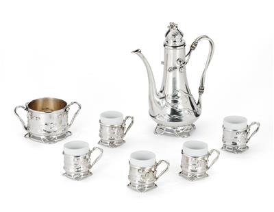 An Art Nouveau Mocha Set from Vienna, - Stříbro a ruské stříbro