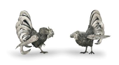 Two Fighting Cocks by Buccellati, - Argenti